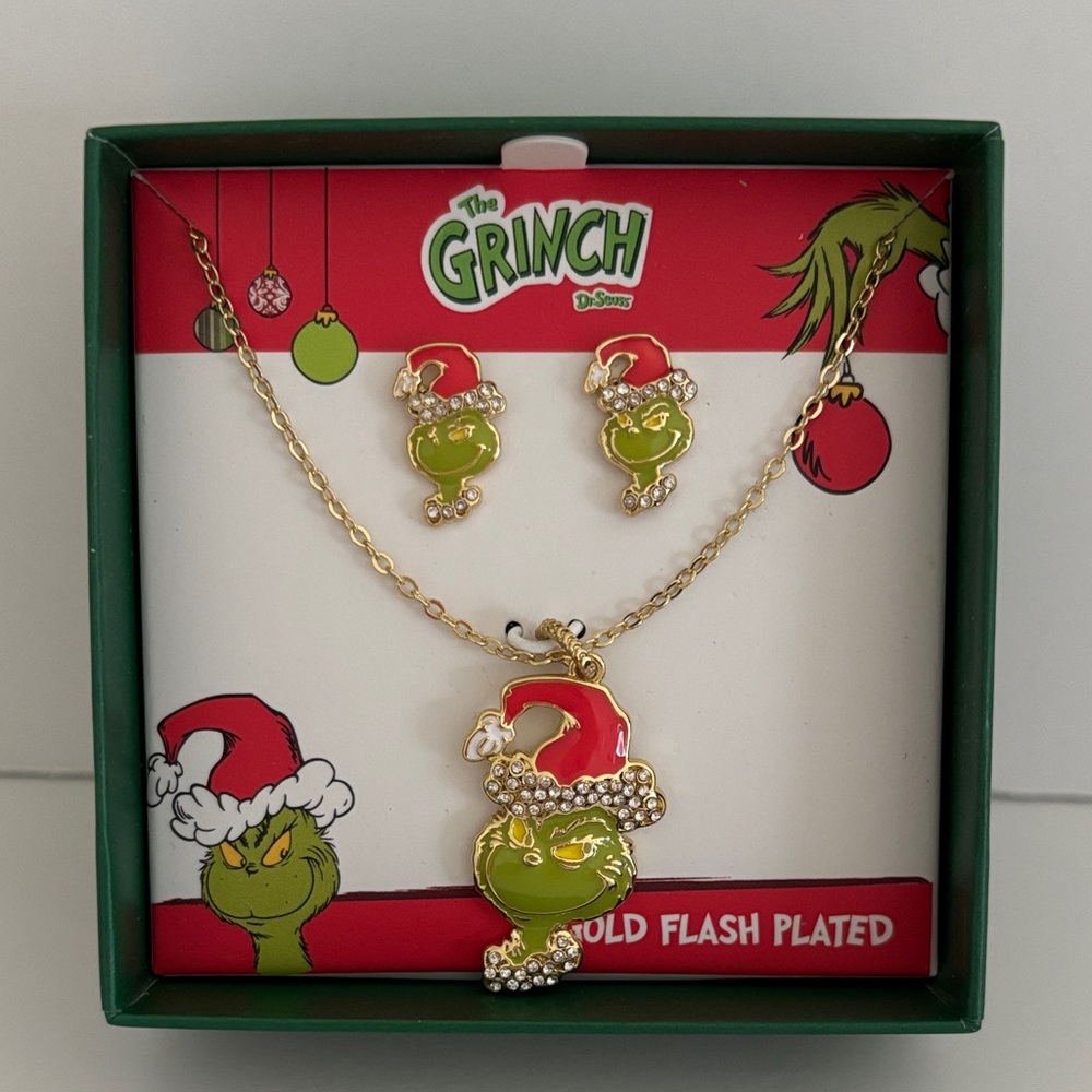 Grinch Necklace and earrings set